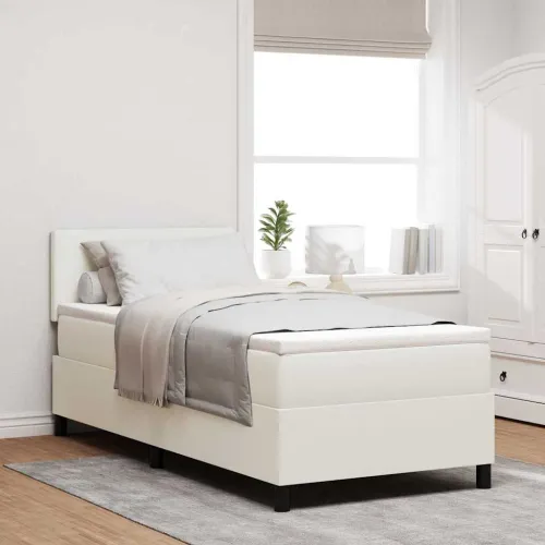 Box spring krevet s uzglavljem Krema i bijela 100 x 200 cm - Krema 100 x 200 cm Nizak uzglavlju Cijena