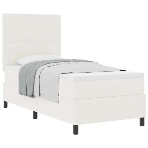 Box spring krevet s uzglavljem Krema i bijela 100 x 200 cm - Krema 100 x 200 cm Visoki uzglavlje Cijena
