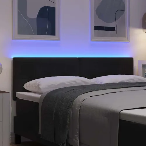 LED glava kreveta s LED trakama Crna 144 cm Baršun - Crna 140 cm Nizak uzglavlju Cijena