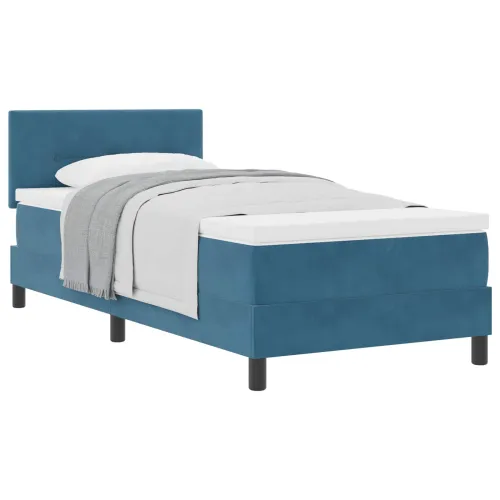 Box spring krevet Tamno plava 100 x 200 cm Baršun - Tamno plava 100 x 200 cm Prošiveno gumbima Cijena