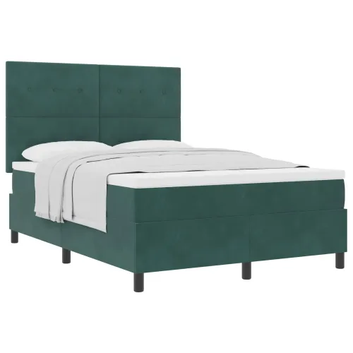 Box spring krevet Tamnozelena 160 x 200 cm Baršun - Tamnozelena 160 x 200 cm Prošiveno gumbima Cijena