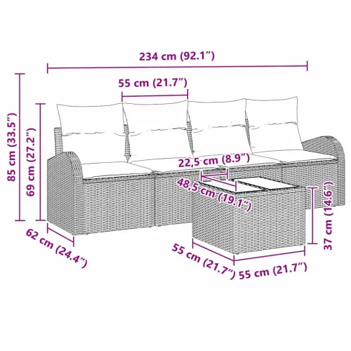 Sjedeća garnitura za vrt Siva 55 x 55 x 37 cm poliratan - Siva Cijena