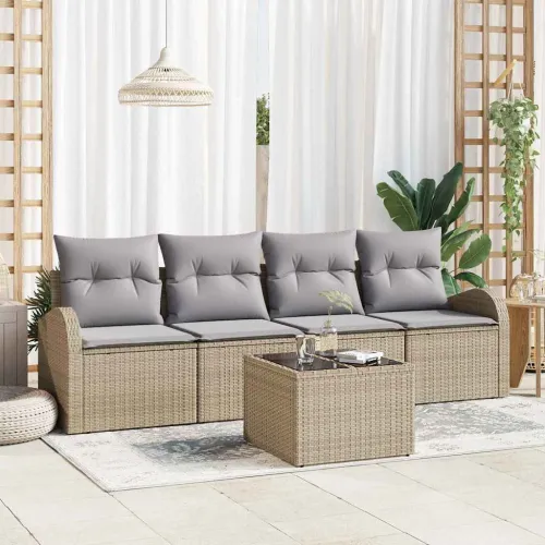 Sjedeća garnitura za vrt Bež 55 x 55 x 37 cm poliratan - bež i siva Cijena
