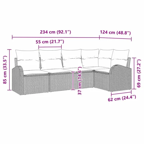 Set sofe 5 kom. Crna Poliester - Crna i krem bez stola Cijena