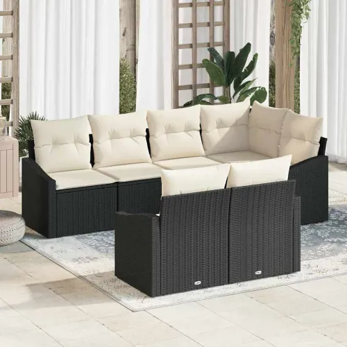 Set sofe 7 kom. Crna poliratan - Crna i krem Cijena