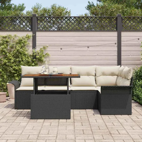 Sjedeća garnitura za vrt 6 kom. Crna i krem - Crna i krem Cijena