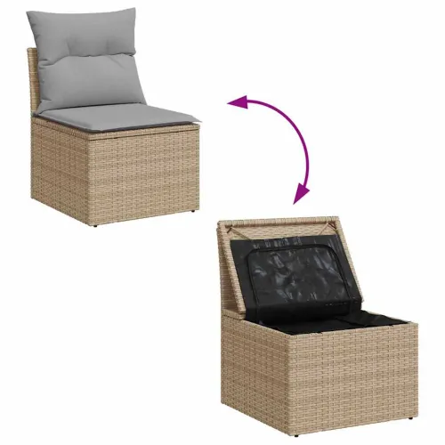 Sjedeća garnitura za vrt 6 kom. Bež i svijetlo siva poliratan - bež i svjetlosiva Cijena