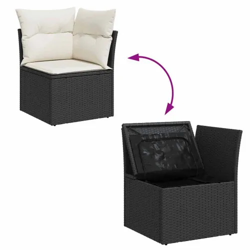 Sjedeća garnitura za vrt 9 kom. Crna Poli ratan - Crno i bijelo Cijena
