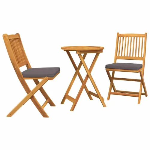 Bistro set za vrt 3 kom. Smeđa Čvrsto drvo akacije - Okrugli stol Tamno siva Cijena