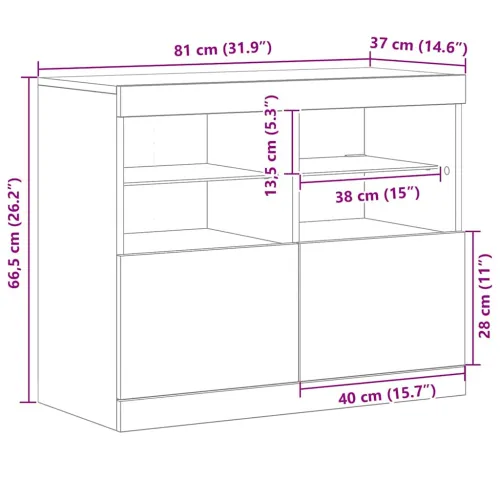 LED komoda Crna 81 x 37 x 66,5 cm Konstruirano drvo - Crni hrast Cijena