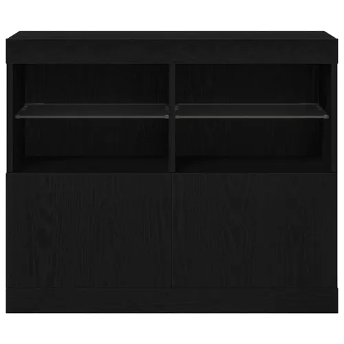 LED komoda Crna 81 x 37 x 66,5 cm Konstruirano drvo - Crni hrast Cijena