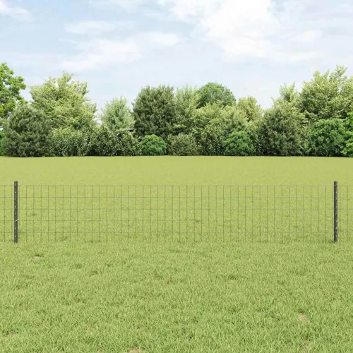 Euro ograda s postom 10 x 0,4 m Čelik premazan PVC-om Siva - Siva 10 x 0,4 m ograda (mreža 5 x 7,5 cm) Cijena