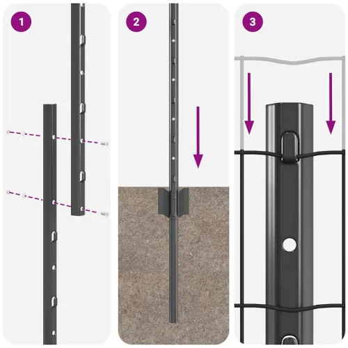 Euro ograda s postom 10 x 1,4 m Čelik premazan PVC-om Siva - Siva 10 x 1,4 m ograda (mreža 7,5 x 10 cm) Cijena