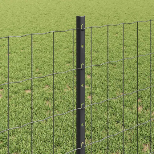 Euro ograda s postom 25 x 0,8 m Čelik premazan PVC-om Siva - Siva 25 x 0,8 m ograda (5 x 10 cm mreža) Cijena