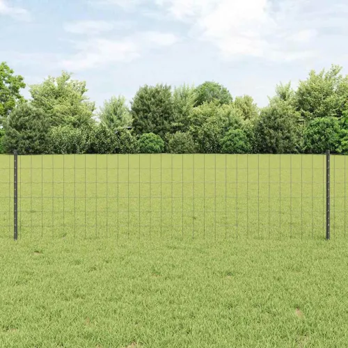 Euro ograda s postom 25 x 0,6 m Čelik premazan PVC-om Siva - Siva 25 x 0,6 m ograda (7,5 x 10 cm mrežica) Cijena