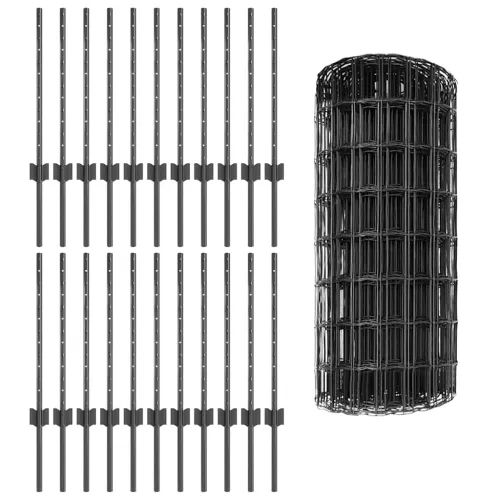 Euro ograda s postom 50 x 0,6 m Čelik premazan PVC-om Siva - Siva 50 x 0,6 m ograda (mreža 5 x 10 cm) Cijena