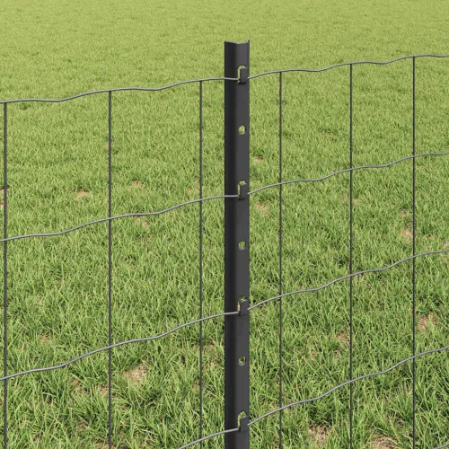 Euro ograda s postom 50 x 0,6 m Čelik premazan PVC-om Siva - Siva 50 x 0,6 m ograde (mreža 7,5 x 10 cm) Cijena