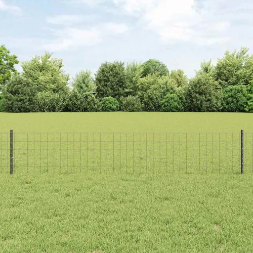 Euro ograda s postom 10 x 0,4 m Čelik premazan PVC-om Siva - Siva 10 x 0,4 m ograda (7,7 x 6,4 cm mreža) Cijena
