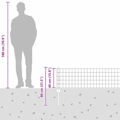 Euro ograda s postom 10 x 0,4 m Čelik premazan PVC-om Siva - Siva 10 x 0,4 m ograda (7,7 x 6,4 cm mreža) Cijena