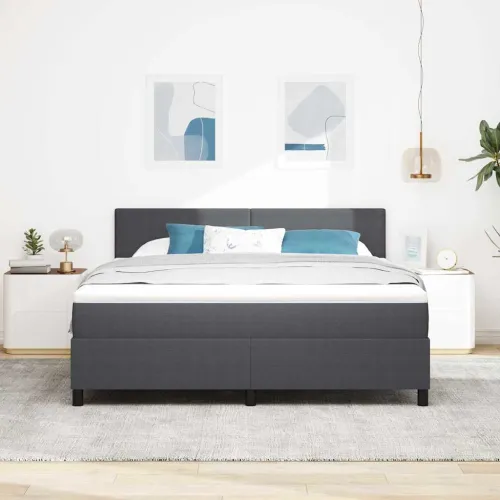 Box spring krevet Tamno siva i bijela 180 x 200 cm - Tamno siva 180 x 200 cm Nizak uzglavlju Cijena