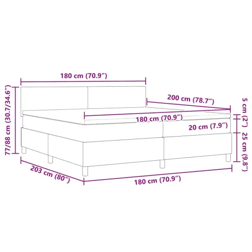 Box spring krevet Tamno siva i bijela 180 x 200 cm - Tamno siva 180 x 200 cm Nizak uzglavlju Cijena