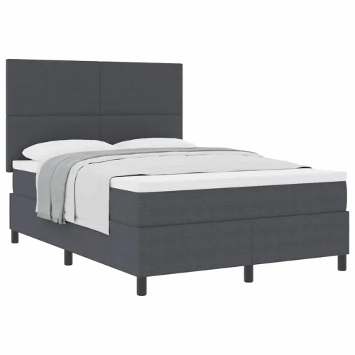 Box spring krevet Tamno siva i bijela 140 x 200 cm - Tamno siva 140 x 200 cm Visoki uzglavlje Cijena