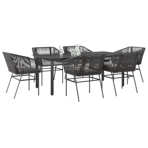 Vrtna garnitura - 7-dijelni vrtni blagovaonski set s jastucima, crno - Crna 200 x 100 x 74 cm 6 Cijena