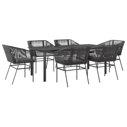 Vrtna garnitura - 7-dijelni vrtni blagovaonski set s jastucima, crno - Crna 200 x 100 x 74 cm 6 Cijena