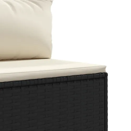 5-dijelna vrtna garnitura od poliratana s jastucima crna - Crna i krem 3x kutna + srednja + stol Cijena