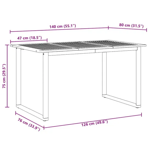 Vrtni set za objed 5 kom. Siva Čvrsto drvo akacije - Siva 140 x 80 x 75 cm Stol +4 stolice Cijena