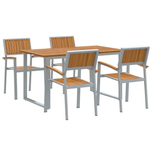 Vrtni set za objed 5 kom. Siva Čvrsto drvo akacije - Siva 140 x 80 x 75 cm Stol +4 stolice Cijena