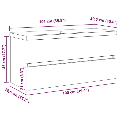 Kupaonski ormarić za sudoper Crni hrast 100 x 39 x 62 cm - Crni hrast 100 x 38,5 x 45 cm bez slavine i odvoda Cijena