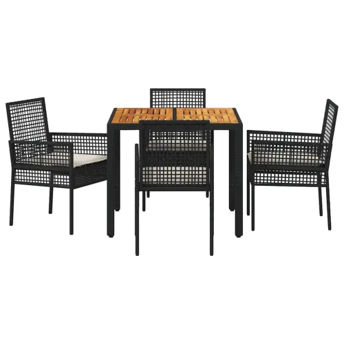 Vrtni set za objed 5 kom. Crna poliratan - 4 sjedala Crna i krem bijela 90 x 90 x 75 cm Cijena