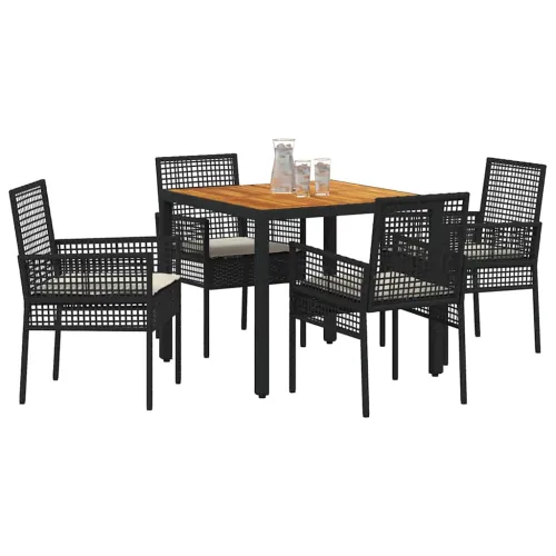 Vrtni set za objed 5 kom. Crna poliratan - 4 sjedala Crna i krem bijela 90 x 90 x 75 cm Cijena