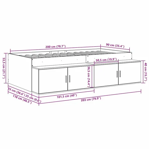 Okvir za krevet Staro drvo 90 x 200 cm Konstruirano drvo - Staro drvo 90 x 200 cm Cijena