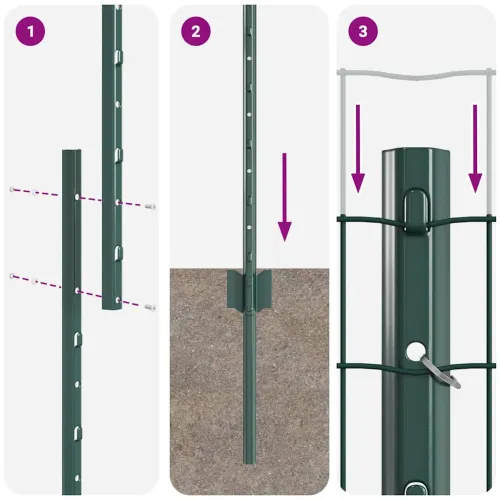 Euro ograda s postom 10 x 1,6 m Čelik premazan PVC-om Zelena - Zelena 10 x 1,6 m ograda (mreža 5 x 5 cm) Cijena