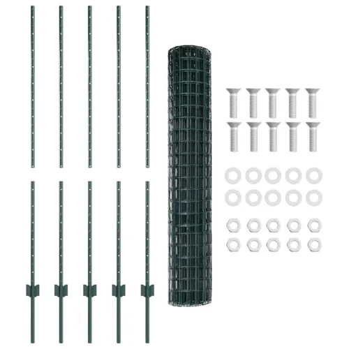 Euro ograda s postom 10 x 1,4 m Čelik premazan PVC-om Zelena - Zelena 10 x 1,4 m ograda (mreža 7,5 x 10 cm) Cijena