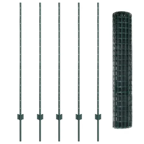 Euro ograda s postom 10 x 1,4 m Čelik premazan PVC-om Zelena - Zelena 10 x 1,4 m ograda (mreža 7,5 x 10 cm) Cijena