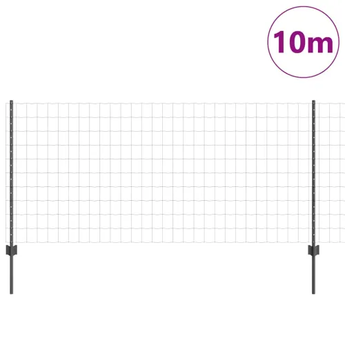 Euro ograda s postom 10 x 1 m Čelik premazan PVC-om Siva Mreža - Siva Ograda 10 x 1 m (mreža 7,5 x 10 cm) Cijena