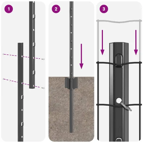 Euro ograda s postom 10 x 1 m Čelik premazan PVC-om Siva Mreža - Siva Ograda 10 x 1 m (mreža 10 x 10 cm) Cijena