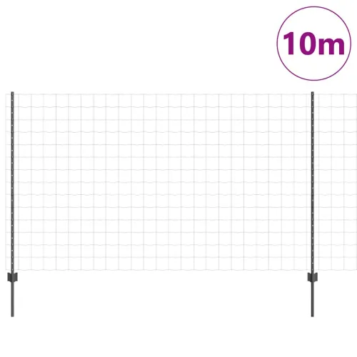 Euro ograda s postom 10 x 1,4 m Čelik premazan PVC-om Siva - Siva Ograda 10 x 1,4 m (mreža 10 x 10 cm) Cijena