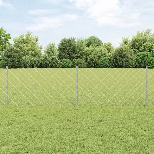 Ograda od lančanih veza s postovima 10 x 0,6 m Pocinčani čelik - Pocinčani čelik Ograda 10 x 0,6 m (mreža 6 x 6 cm) Cijena