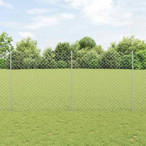 Ograda od lančanih veza s postovima 10 x 1,5 m Pocinčani čelik - Pocinčani čelik 10 x 1,5 m ograda (mreža 6 x 6 cm) Cijena
