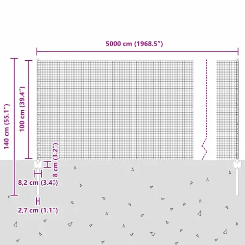 Zatvorena žičana ograda s postovima 50 x 1 m Pocinčani čelik - Pocinčani čelik 50 x 1 m ograda (mreža 1,6 x 1,6 cm) Cijena