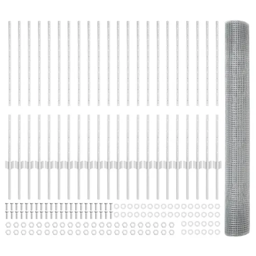 Zatvorena žičana ograda s postovima 50 x 1 m Pocinčani čelik - Pocinčani čelik 50 x 1 m ograda (mreža 1,6 x 1,6 cm) Cijena