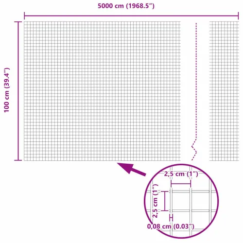 Zatvorena žičana ograda s postovima 50 x 1 m Pocinčani čelik - Pocinčani čelik 100 x 1 m ograda (2,5 x 2,5 cm mreža) Cijena