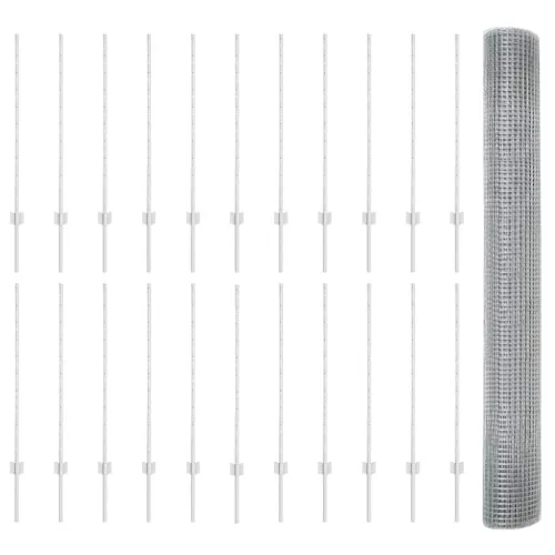 Zatvorena žičana ograda s postovima 50 x 1 m Pocinčani čelik - Pocinčani čelik 100 x 1 m ograda (2,5 x 2,5 cm mreža) Cijena