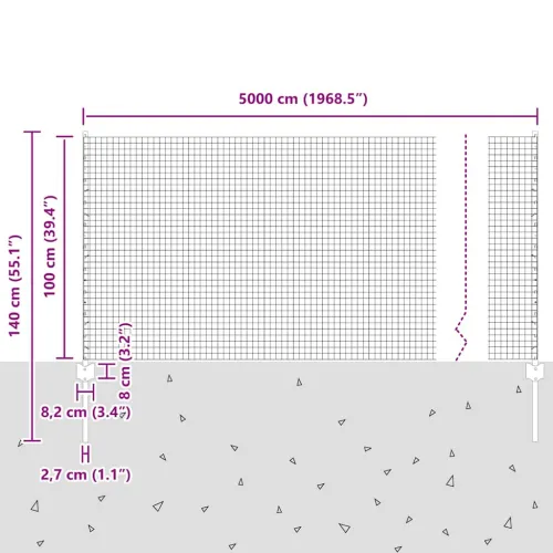 Zatvorena žičana ograda s postovima 50 x 1 m Pocinčani čelik - Pocinčani čelik 100 x 1 m ograda (2,5 x 2,5 cm mreža) Cijena