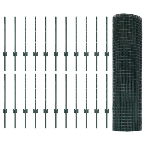 Zatvorena žičana ograda s postovima 50 x 0,6 m Zelena Mreža - Zelena Ograda 50 x 0,6 m (mreža 1,6 x 1,6 cm) Cijena