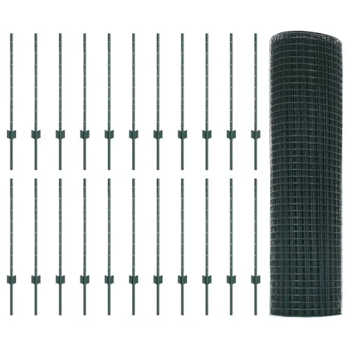 Zatvorena žičana ograda s postovima 50 x 0,8 m Zelena Mreža - Zelena 50 x 0,8 m ograda (mreža 1,2 x 1,2 cm) Cijena
